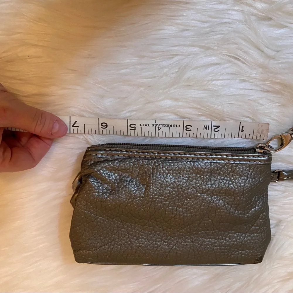 New York & Company Gunmetal Flower Zip Clutch